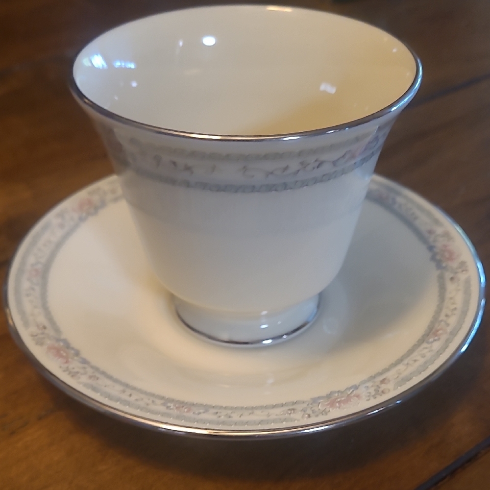 Lenox Cream and Silver Mug with Saucer